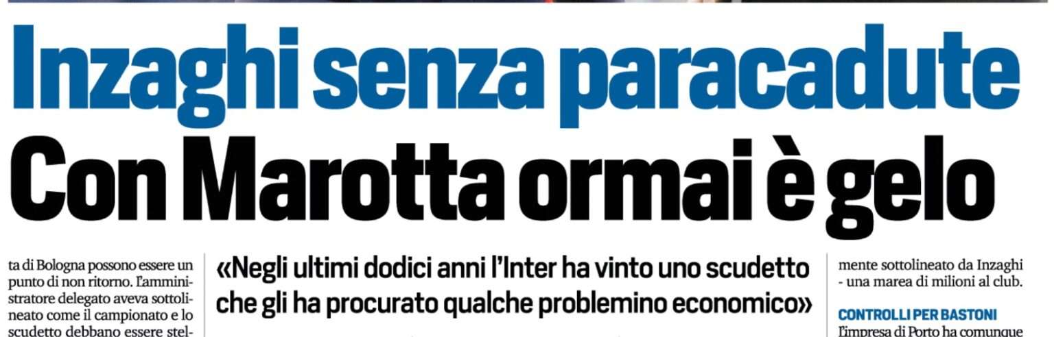 Inter, Tuttosport: rottura tra Inzaghi e Marotta? Colpa di Conte… inter inzaghi marotta