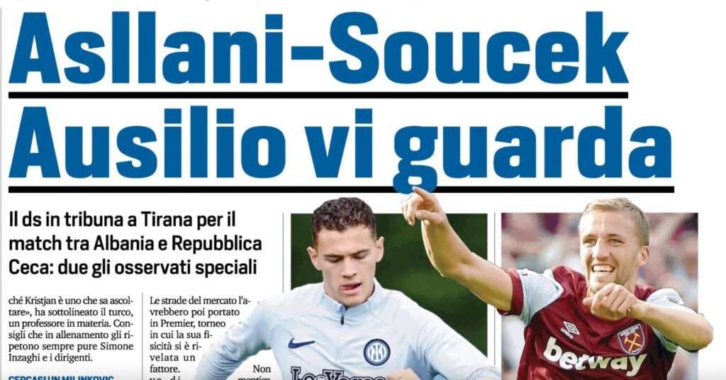 calciomercato inter soucek ausilio asllani