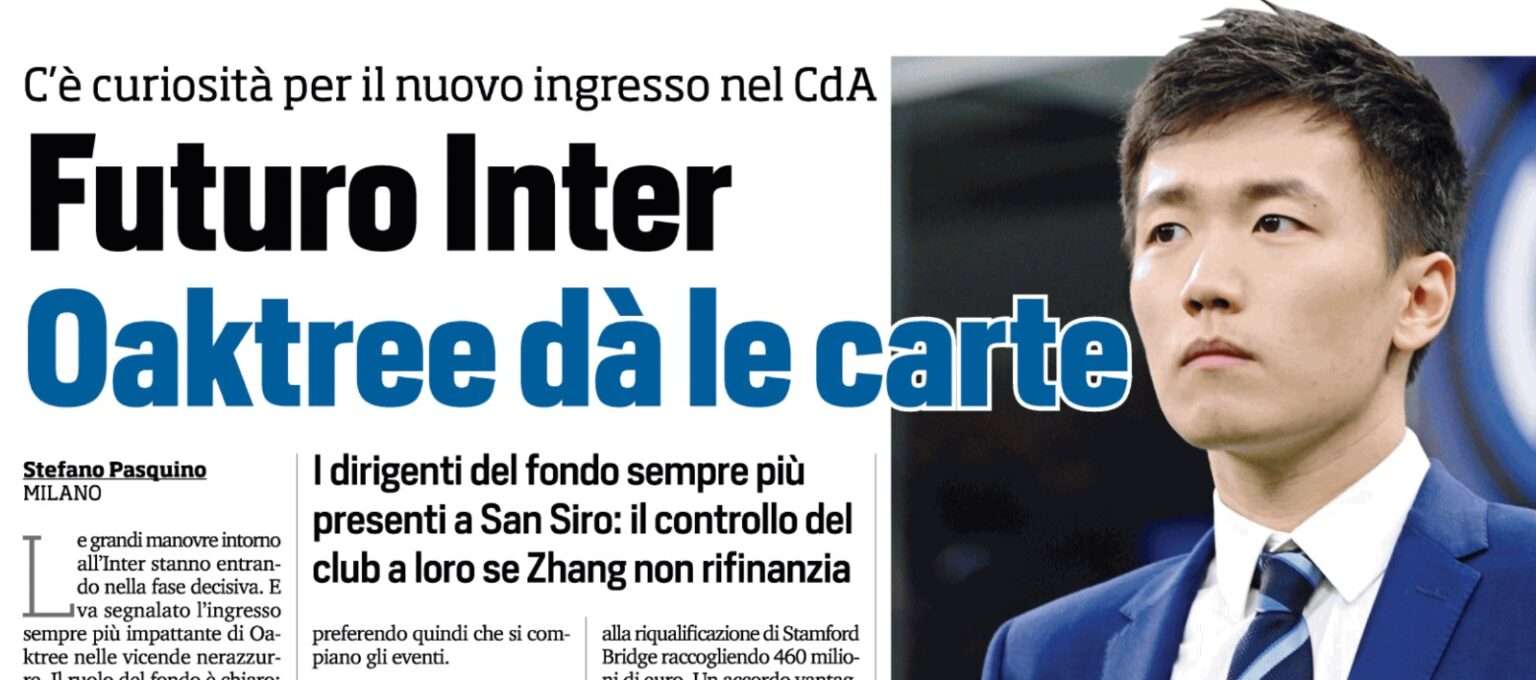 Cessione Inter, Oaktree pronto a subentrare a Zhang: il fondo si occuperà della vendita? cessione inter zhang oaktree