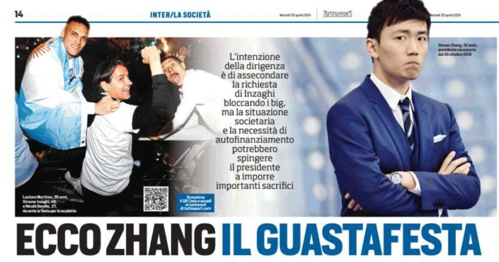 calciomercato inter tuttosport zhang