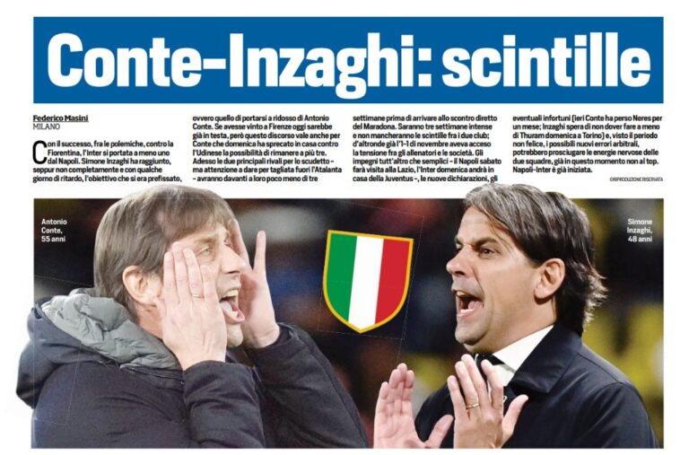 Inter, Simone Inzaghi contro Antonio Conte: scintille per la corsa-scudetto inter conte napoli scudetto inzaghi