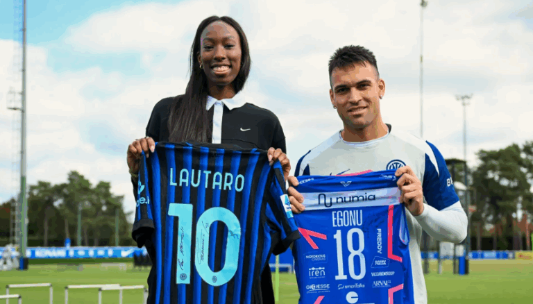 Inter, Paola Egonu incontra Lautaro Martinez e ammette: “Io interista grazie al mio papà” Inter, Paola Egonu incontro Lautaro Martinez - Foto tratta da sito Inter.it